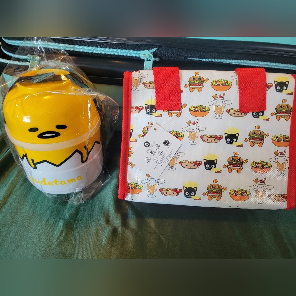 Gudetama Bento Box and Sanrio Lunch Bag NEW